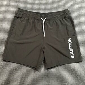 Hollister California Stretch Swim Shorts Mens Large Black Drawstring Trunks